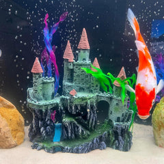 PINVNBY aquarium resin castle red ornate-detail close-up for realistic underwater scenery