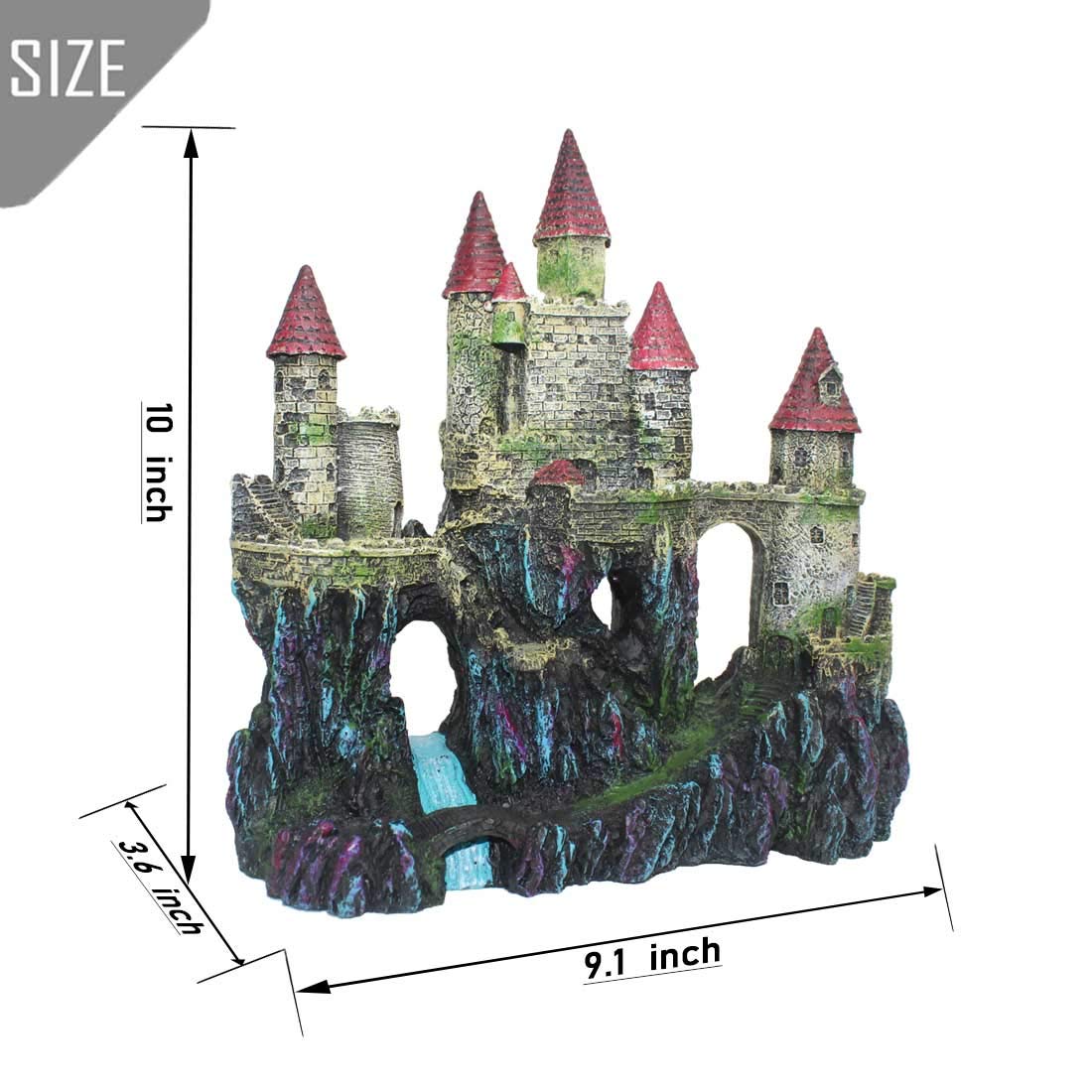 PINVNBY resin castle red swim-through, providing hiding spots for small fish
