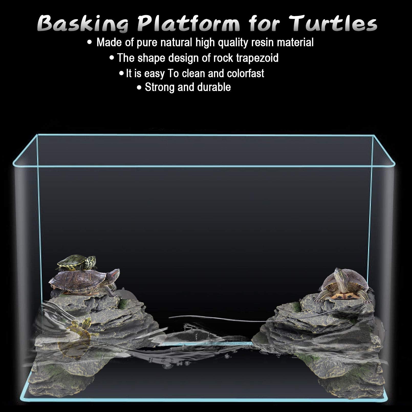 PINVNBY basking platform top view shows turtle on flat surface for sunbathing.