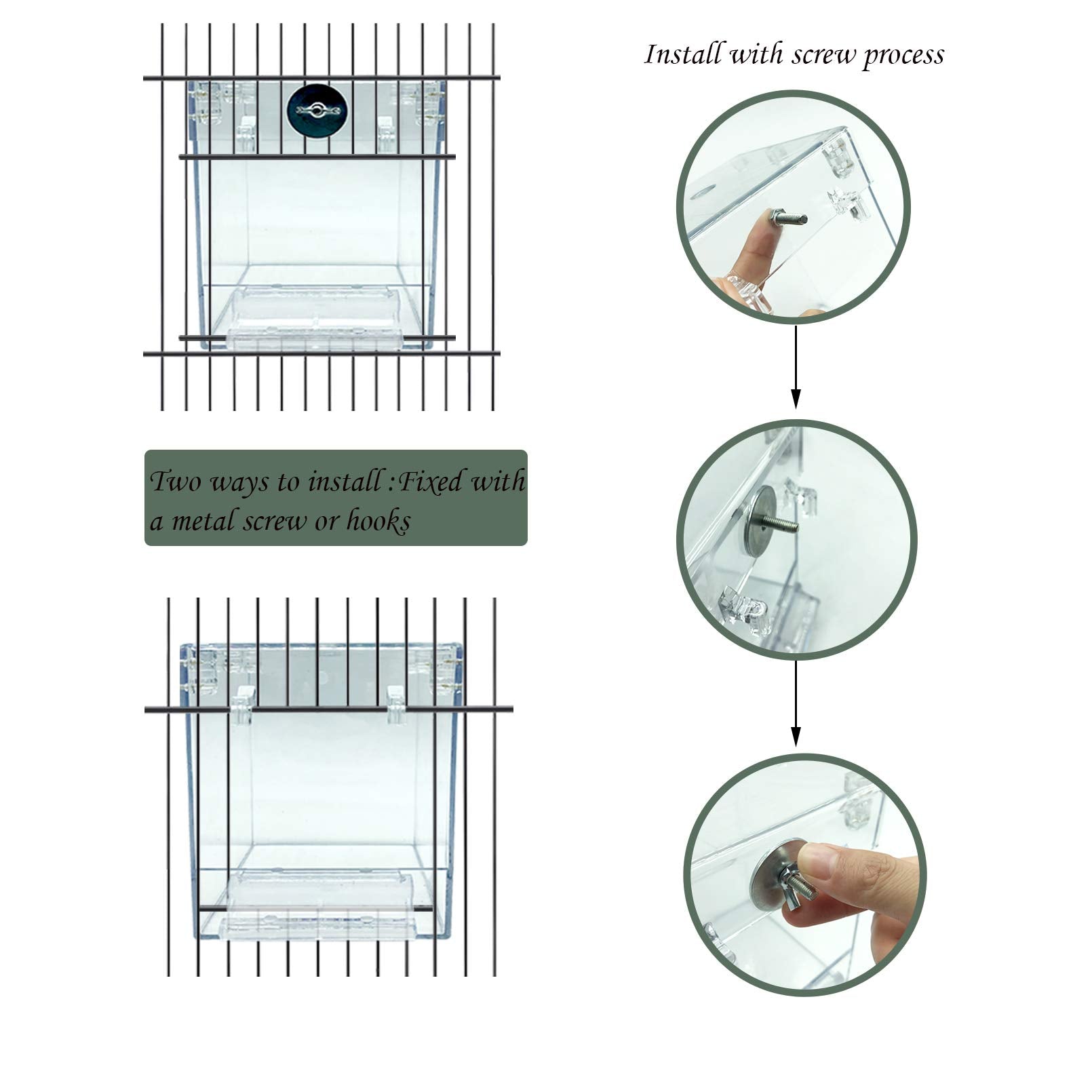 PINVNBY Bird Bath Box includes four toy balls for enrichment during baths.