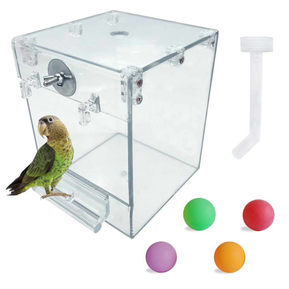PINVNBY Bird Bath Box, transparent acrylic, enables easy bird health observation during baths.