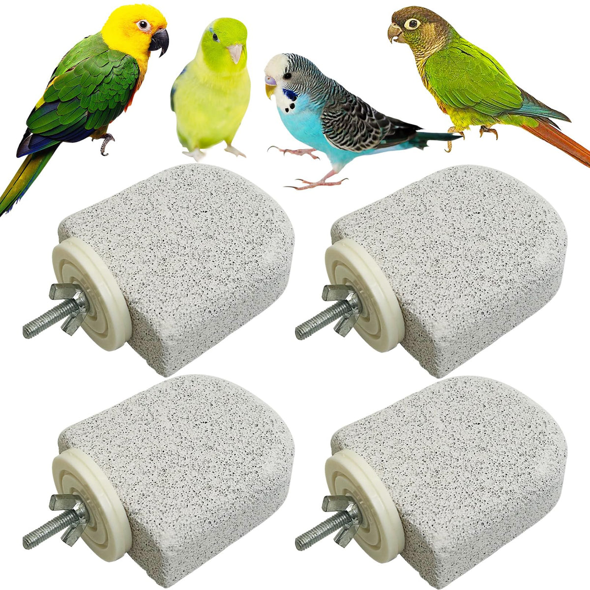 PINVNBY ice-cream shaped bird perch enhances cage visuals and safe chewing.