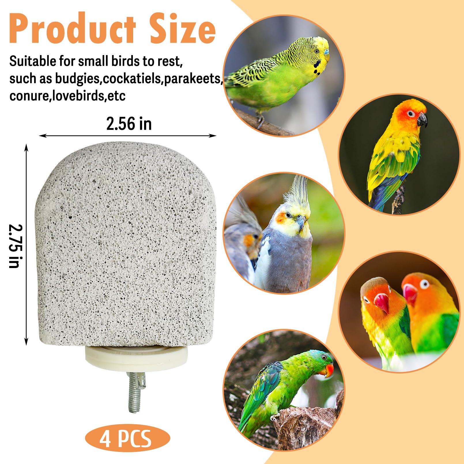 PINVNBY volcanic stone perch durable surface for beak and nail care.