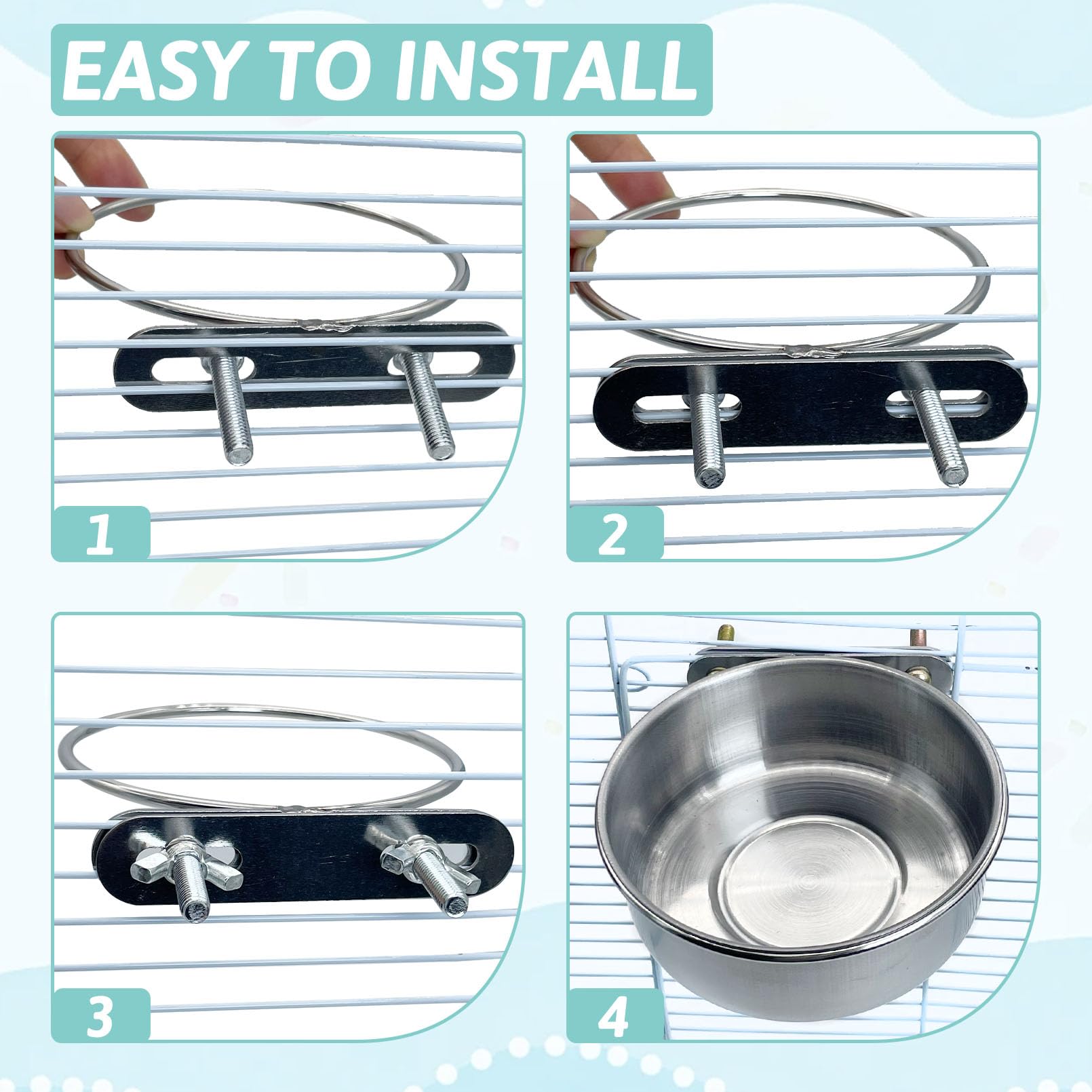 PINVNBY bowls pack highlights two stainless steel dishes for replacement.