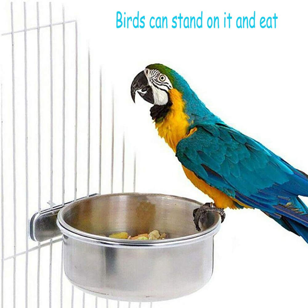 PINVNBY cage-clip-holder secures bowls to cage, preventing tipping