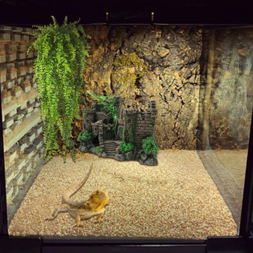 PINVNBY castle habitat view enhances enrichment for arboreal reptiles.