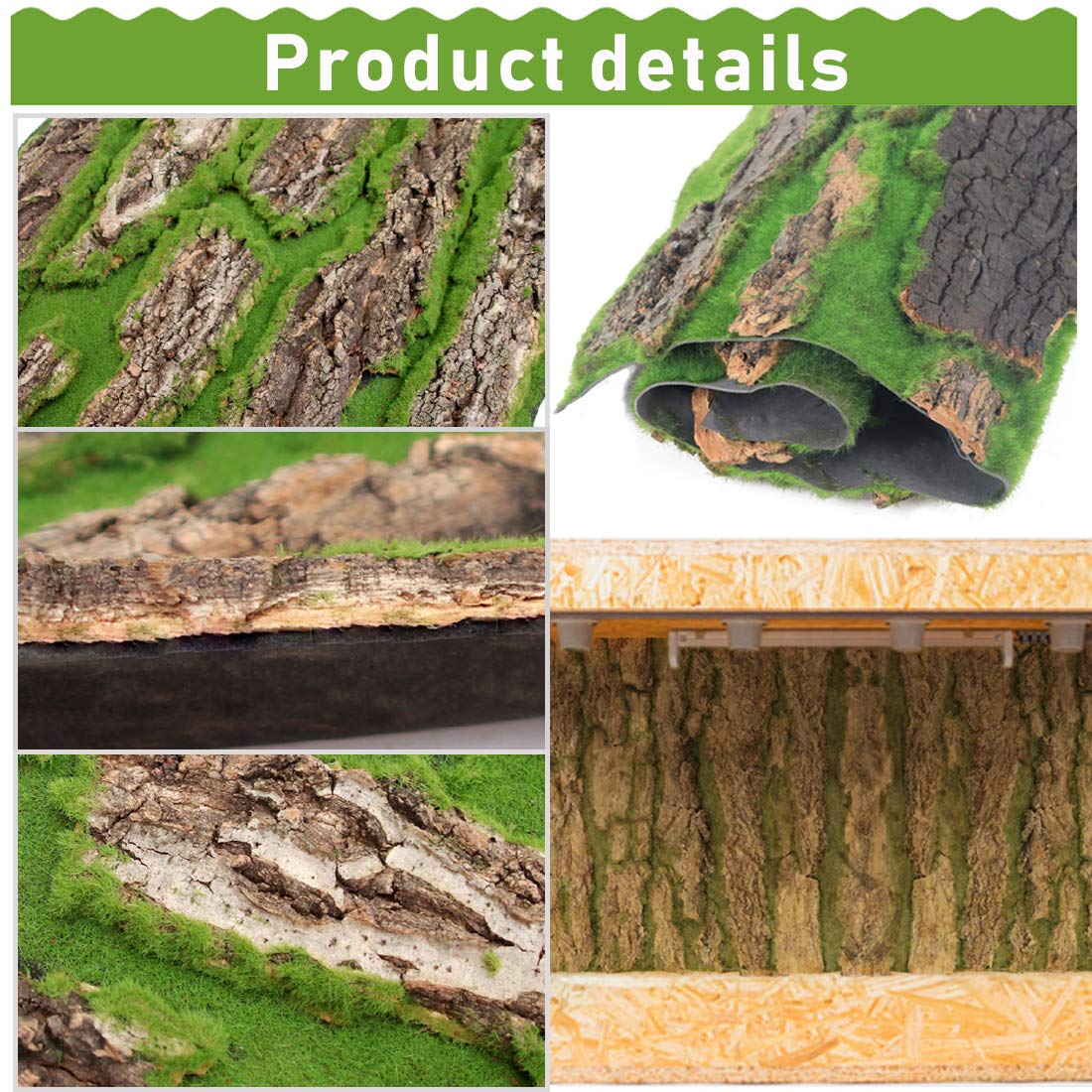 PINVNBY corteza natural terrario 04, fácil de cortar y adaptar