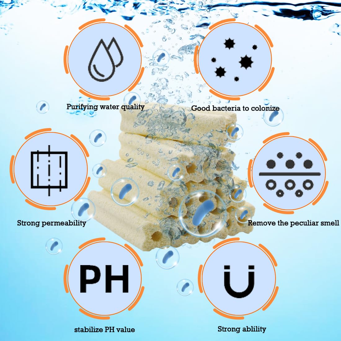 PINVNBY cut-to-size ceramic filter media demonstrating customizable fit for different tanks.