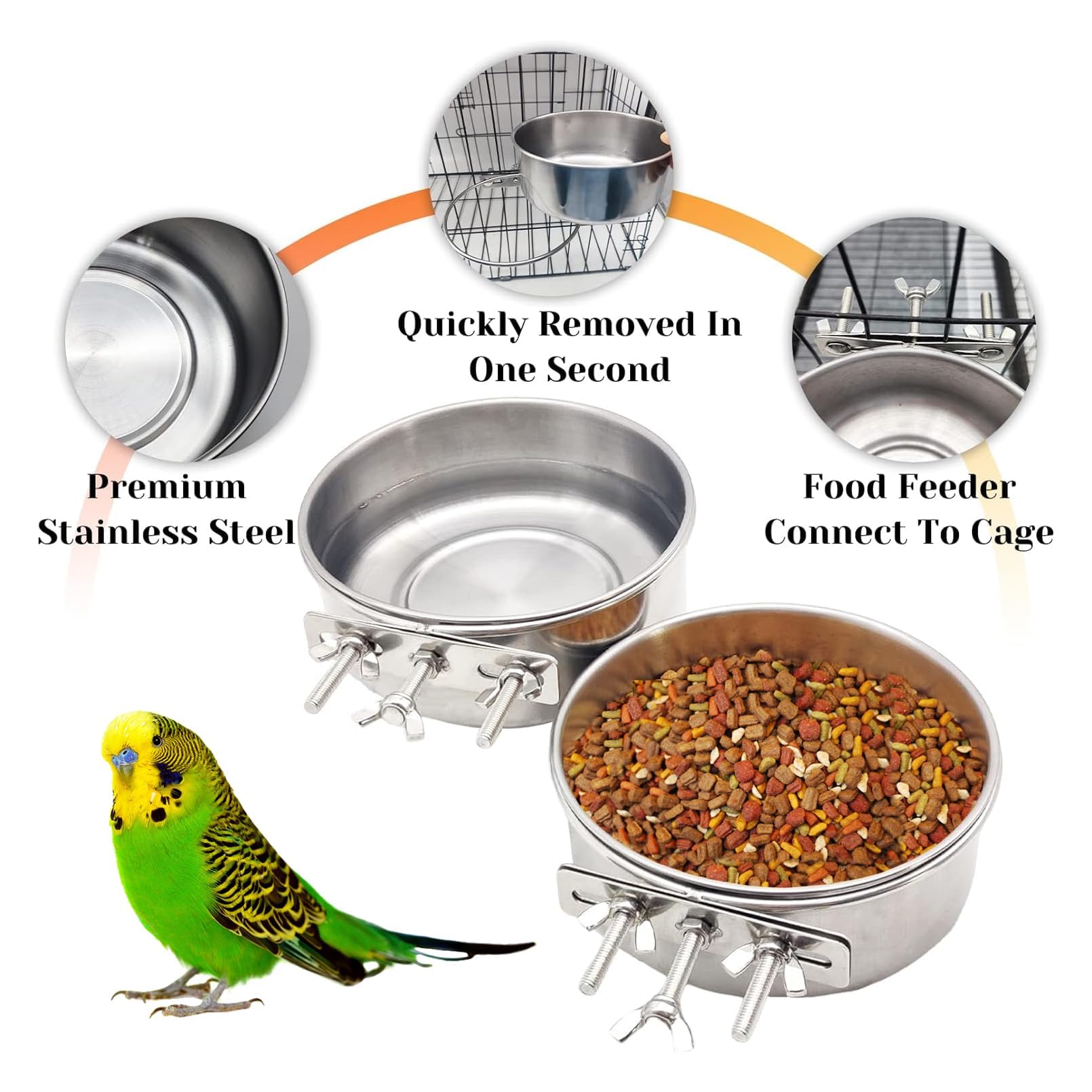 PINVNBY dishwasher-safe bird bowl ideal for quick cleaning after meals