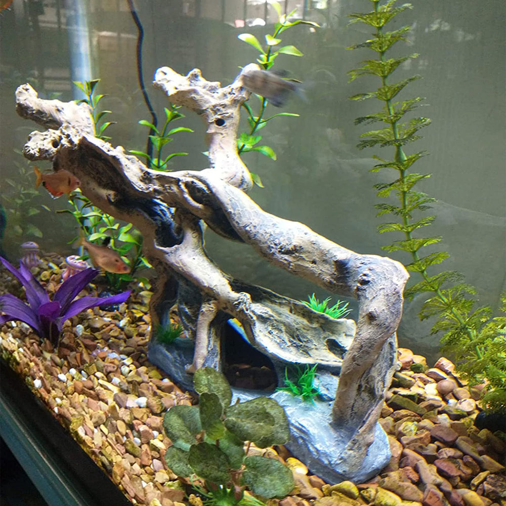 PINVNBY driftwood ornament provides climbing surface for geckos and small amphibians