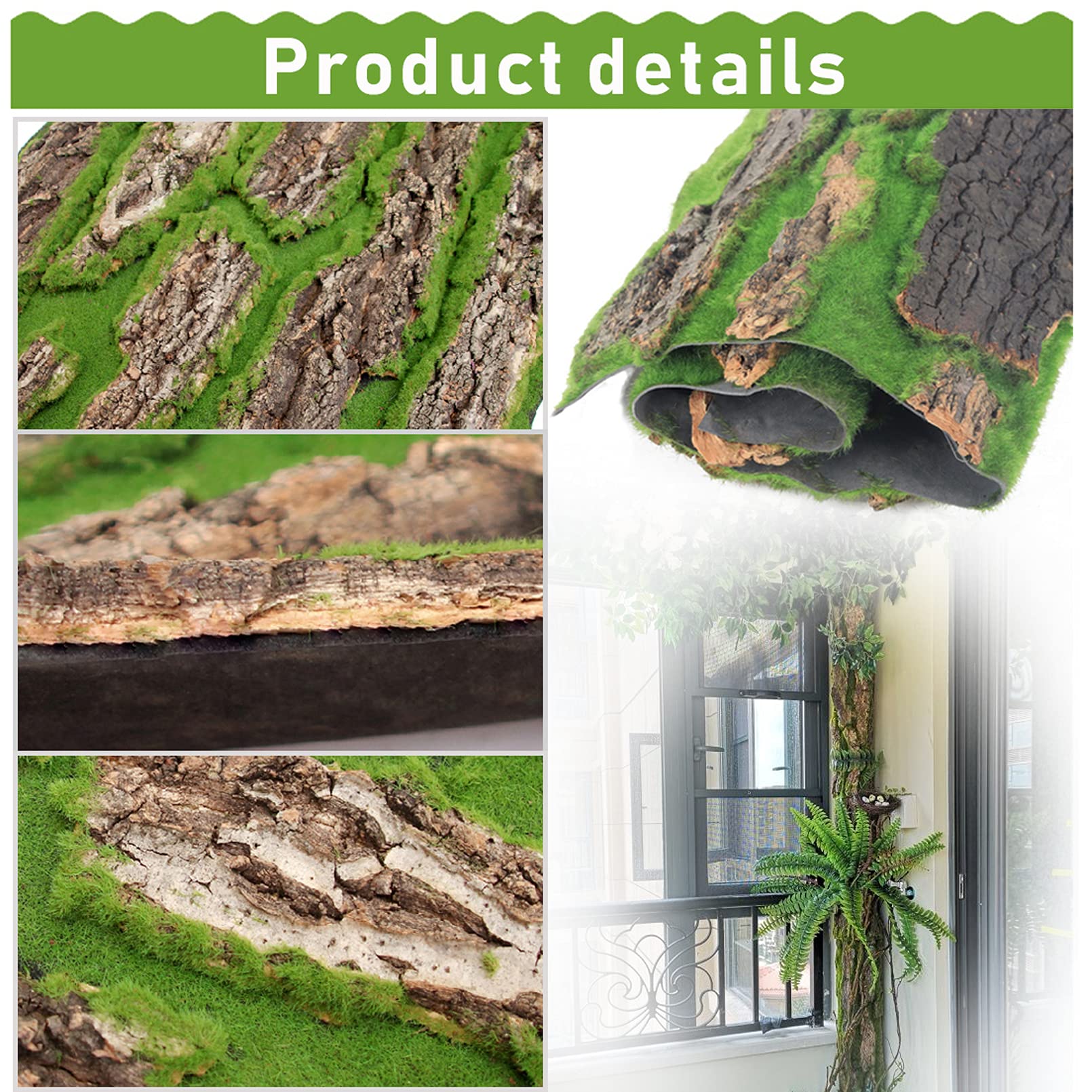 PINVNBY habitat realism with moss and cork backdrop enhances ambiance