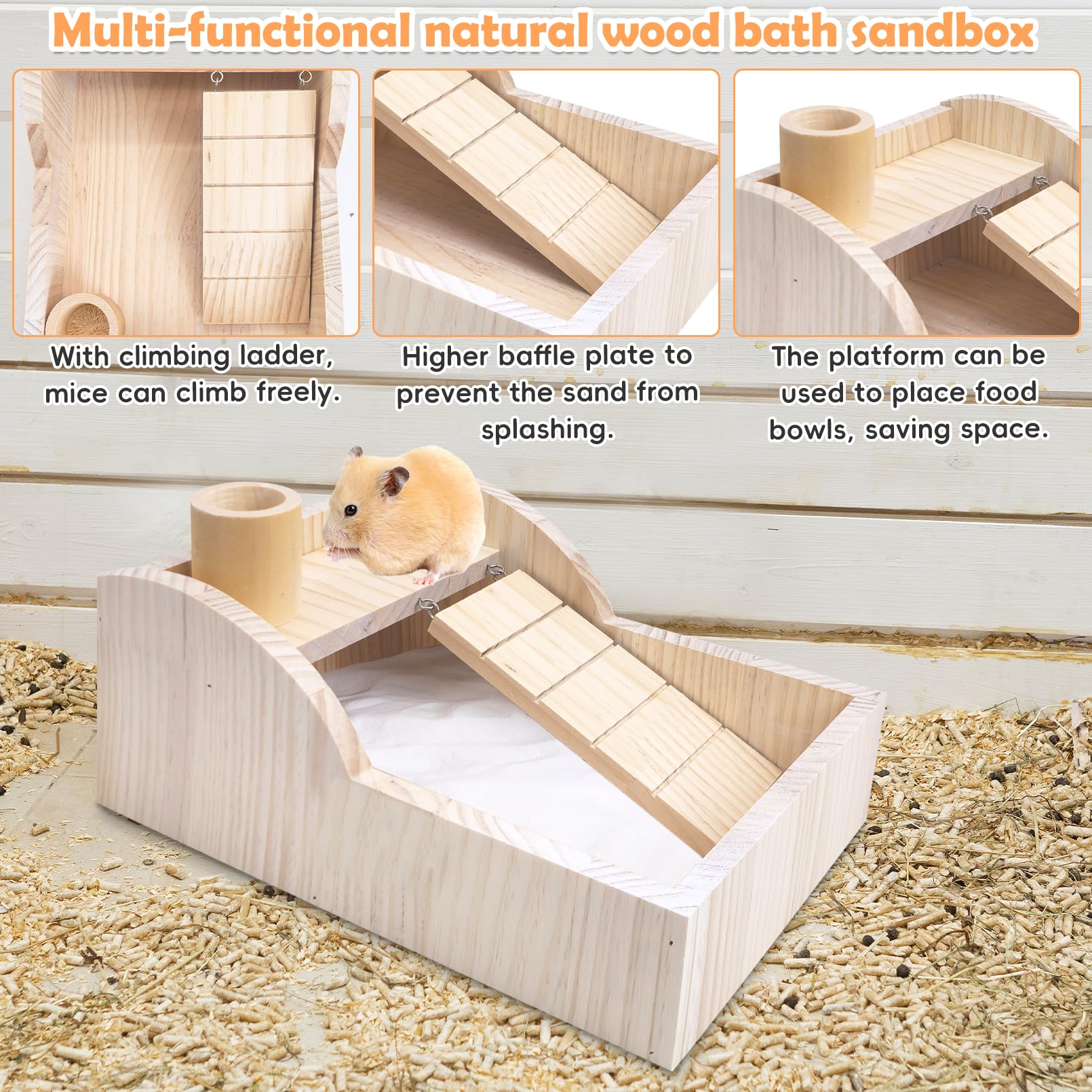 PINVNBY hamster sand bath box large-sandbox area provides space for digging fun