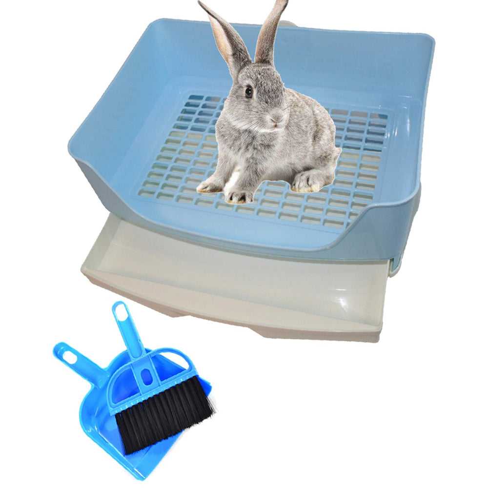 PINVNBY large rabbit litter box front view for easy access.