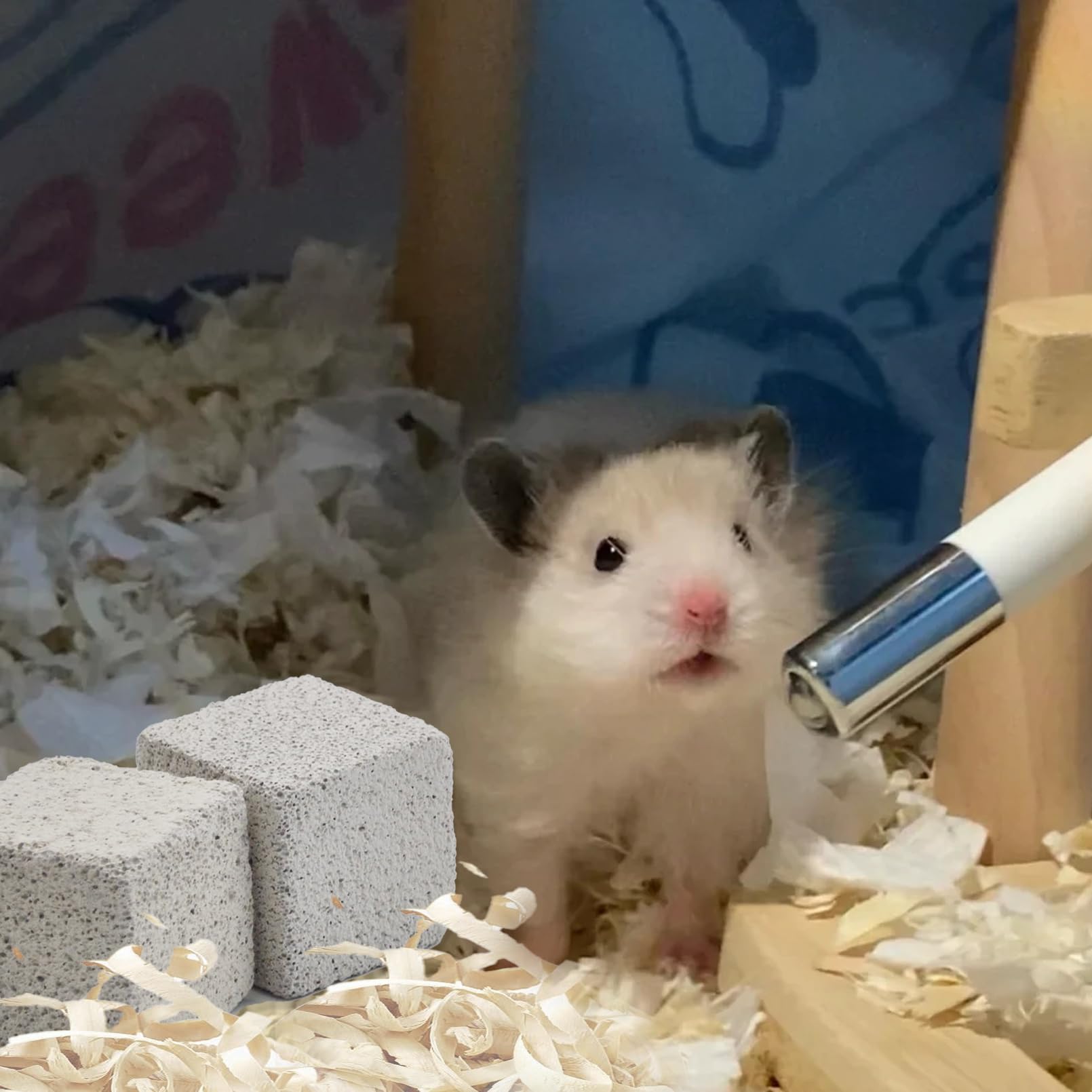 PINVNBY lava block cubes fit small cages for rabbits and hamsters.