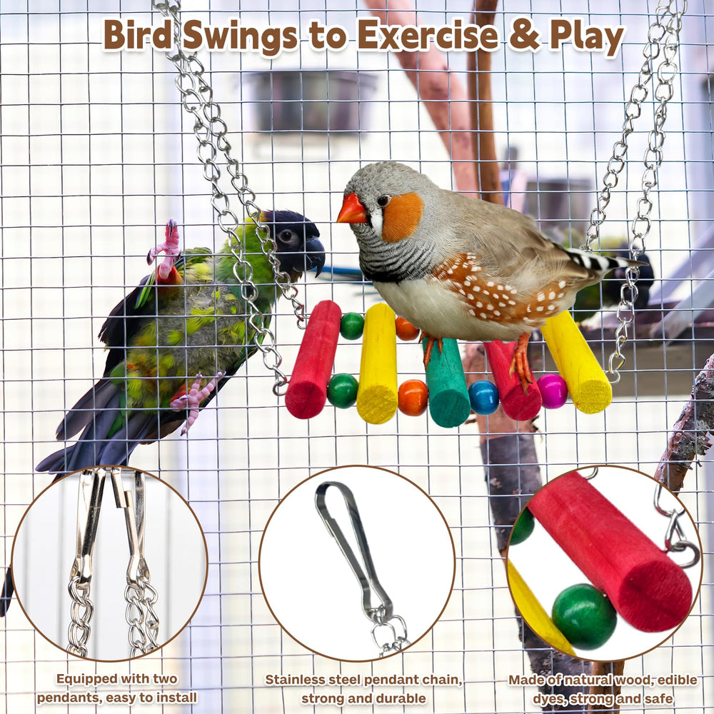 PINVNBY natural wood texture toy highlights safe, edible-dye coloration for birds