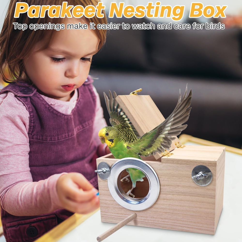 PINVNBY nesting box circular entrance allows easy entry and exit for small birds.