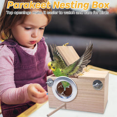 PINVNBY nesting box circular entrance allows easy entry and exit for small birds.