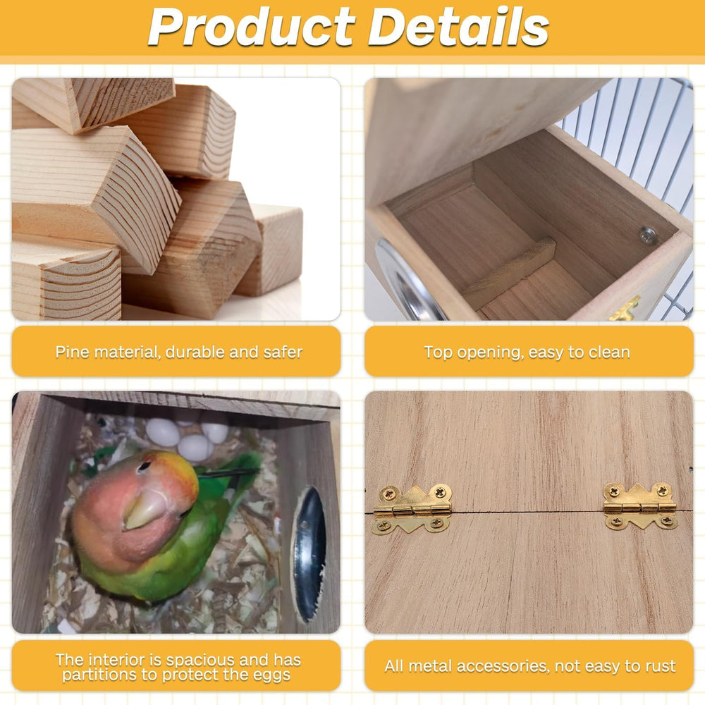 PINVNBY nesting box interior with built in baffle protects eggs during nesting.