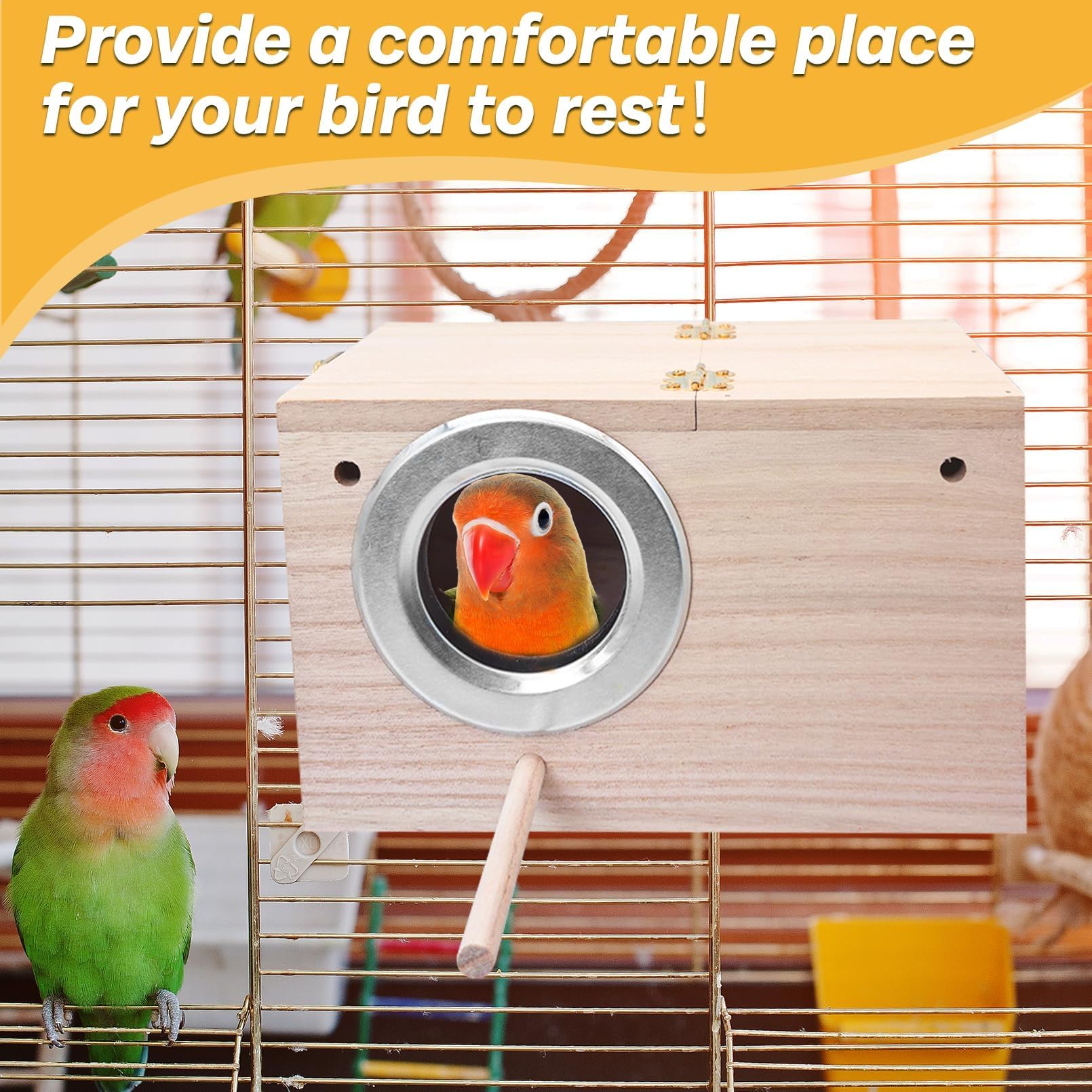 PINVNBY nesting box packaging highlights size options and included hardware.