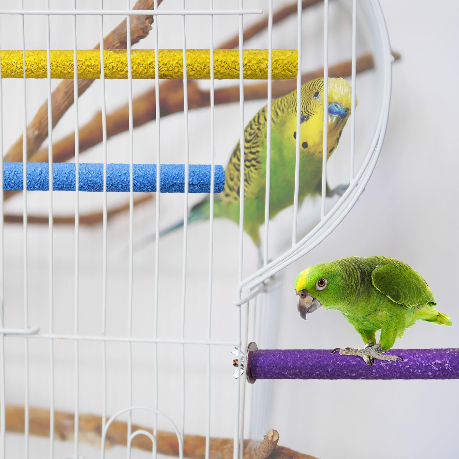 PINVNBY pack of 3 perches offers versatile enrichment rotation.