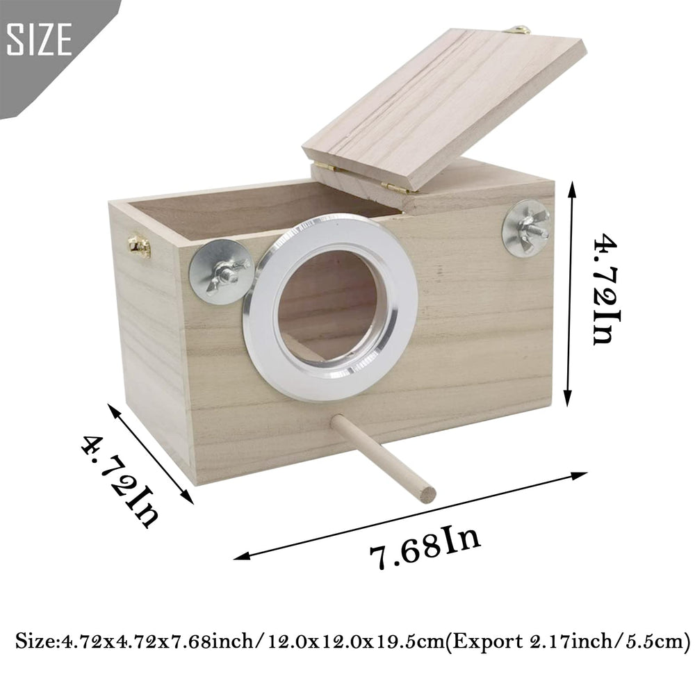 PINVNBY parakeet nesting box interior with perching ledge for lounging