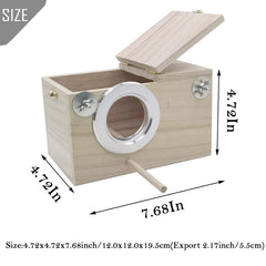 PINVNBY parakeet nesting box interior with perching ledge for lounging