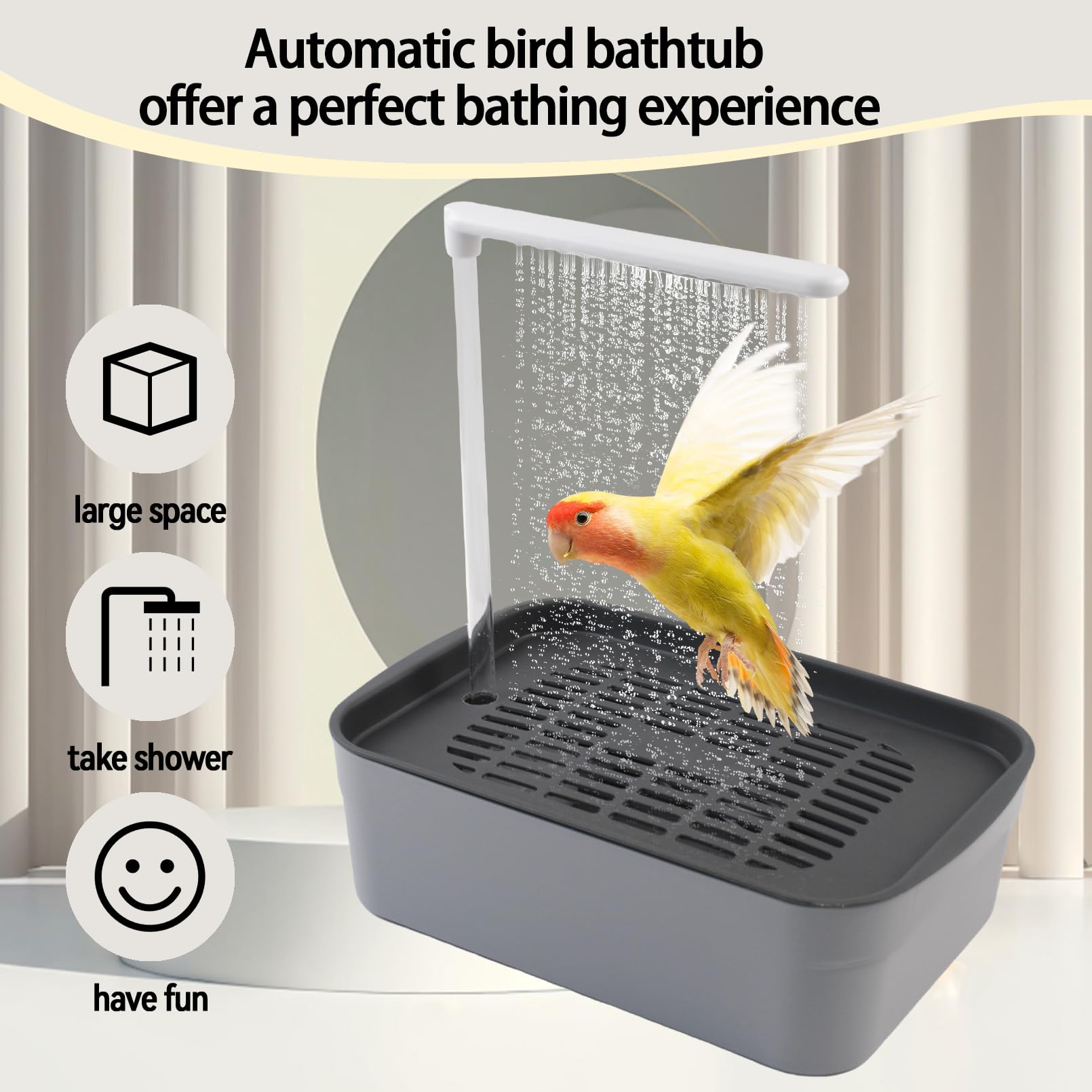 PINVNBY protective rope-cover on bath helps deter chewing during use.