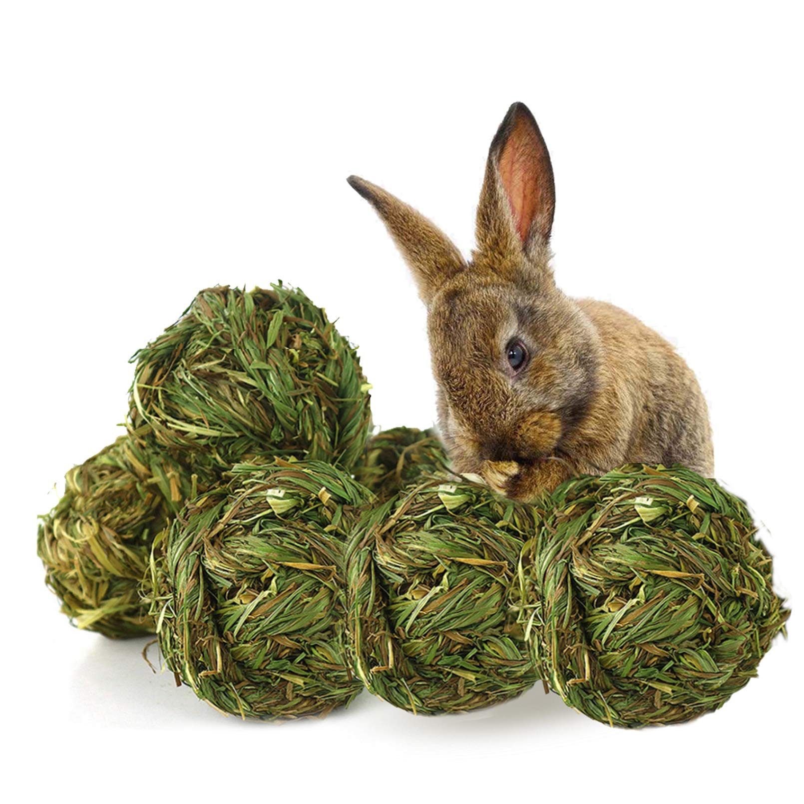 PINVNBY rabbit chew grass ball 6-pack with natural timothy for teeth grinding