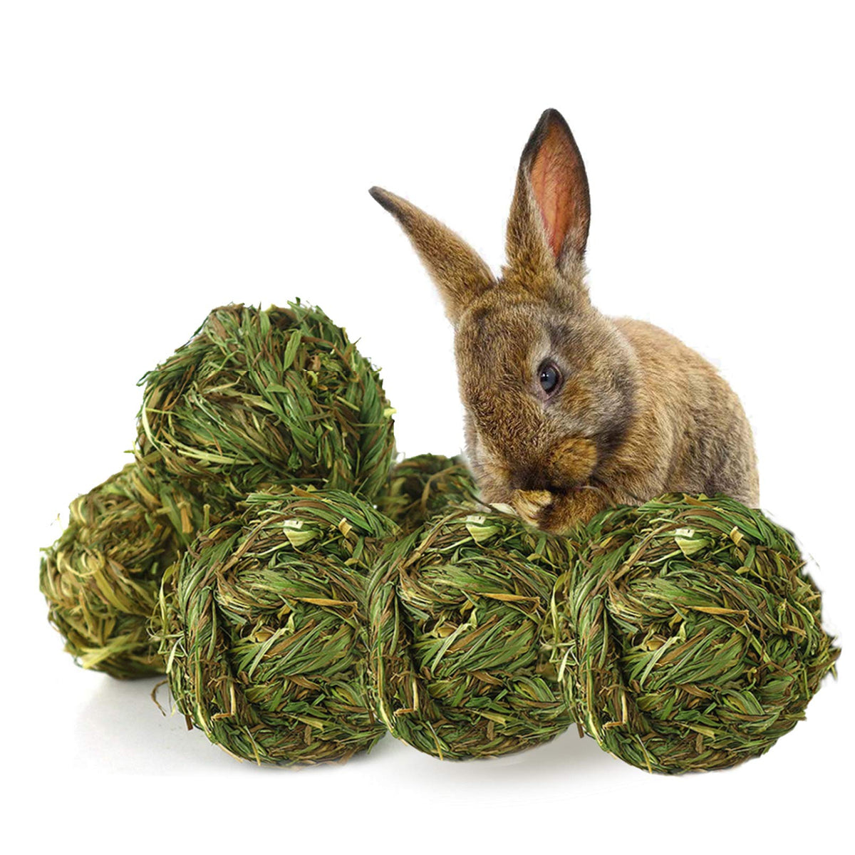 PINVNBY rabbit chew grass ball 6-pack with natural timothy for teeth grinding