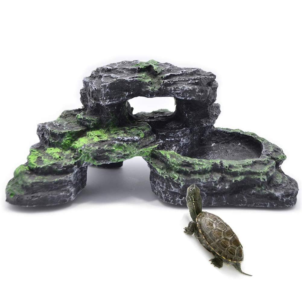 PINVNBY Reptile Hide Resin Turtles Dock durable basking platform for small pets
