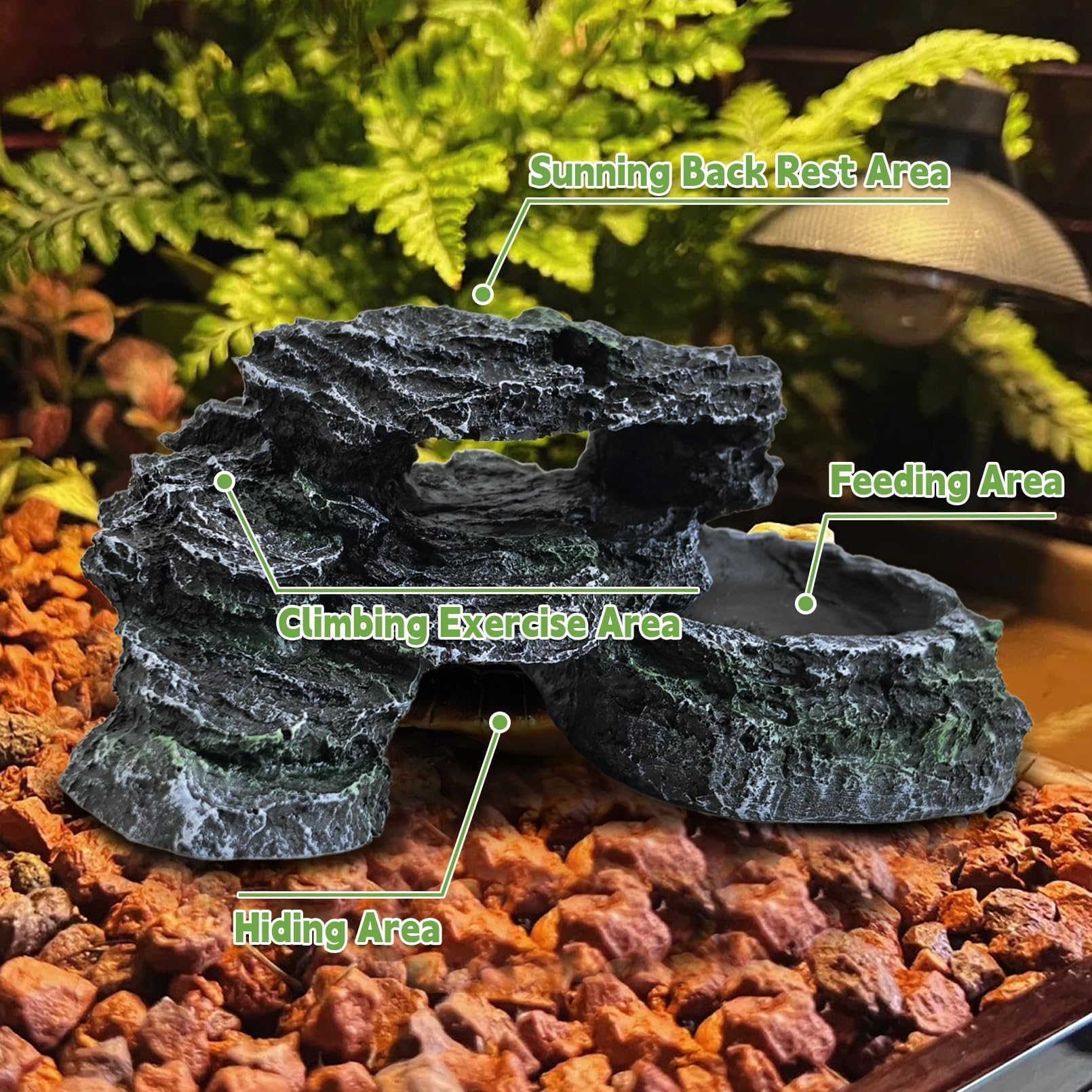 PINVNBY Reptile Hide Resin Turtles Dock easy-clean smooth surface for hygiene