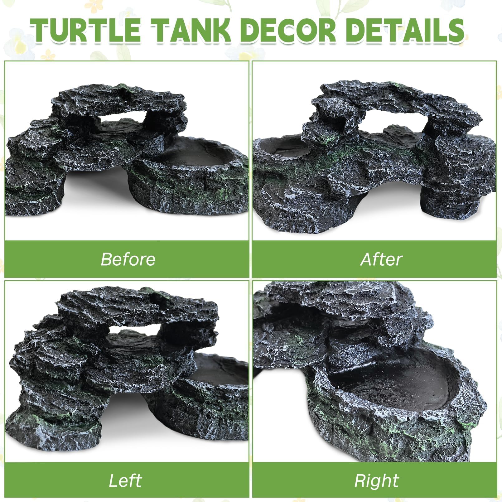 PINVNBY Reptile Hide Resin Turtles Dock natural aesthetic enhances enclosure look