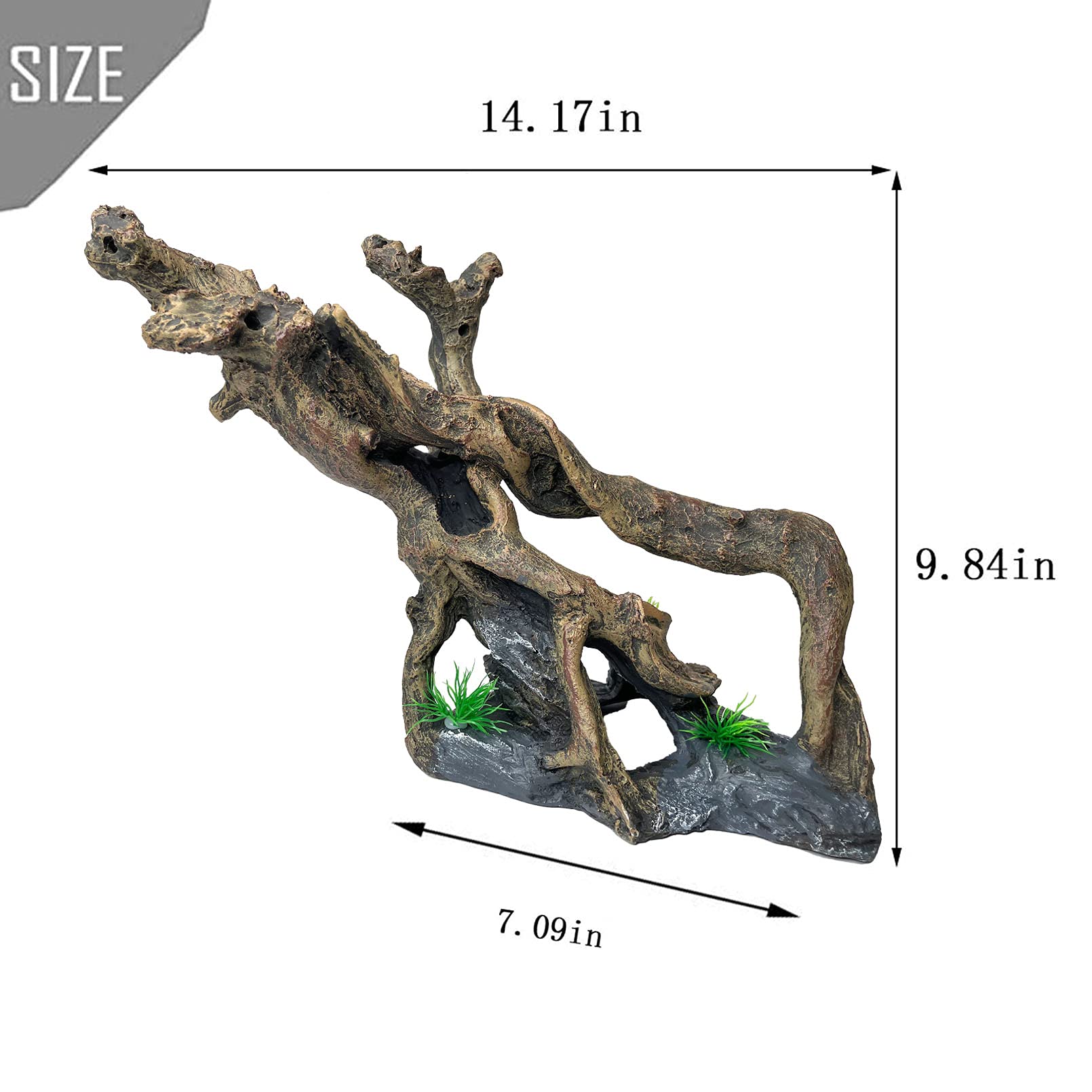 PINVNBY resin driftwood with holes supports shrimp and small reptiles' exploration