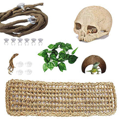 PINVNBY resin human skull habitat decor showcasing lifelike details and hiding opportunities for reptiles.