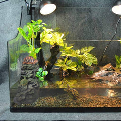 PINVNBY resin rock design adds a natural look and climbing surface for reptiles.