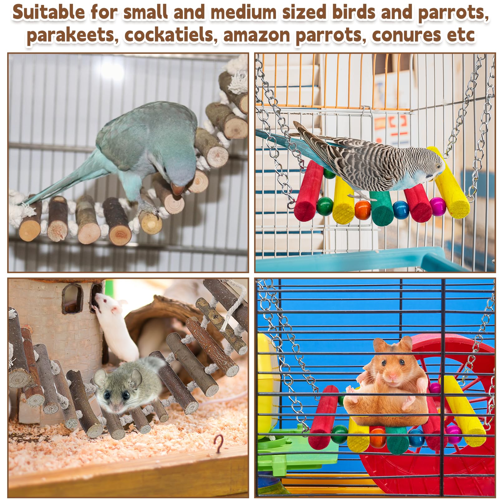 PINVNBY 2-pack parakeet toys provides variety and stimulation in playtime