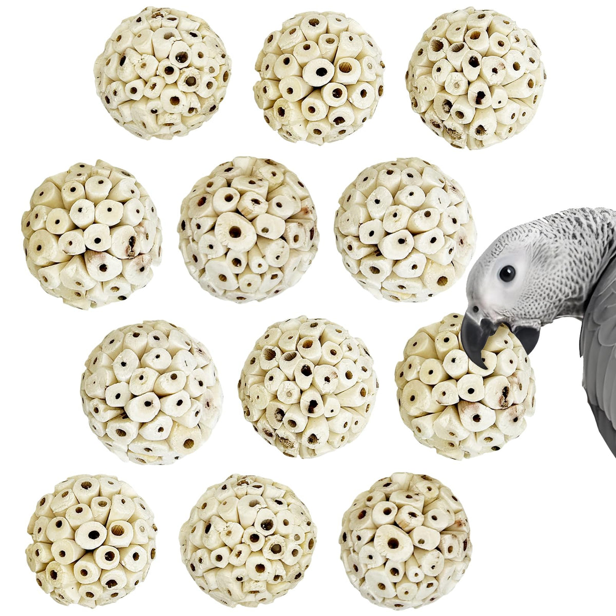 PINVNBY Sola balls pack 12 closeup for beak exercise and chew play