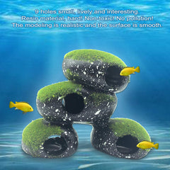 PINVNBY cave interior allows small fish and shrimp to swim through for enrichment.
