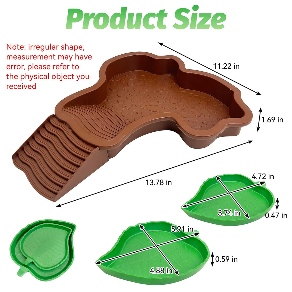 PINVNBY tortoise water dish with removable exterior ramp for safe access
