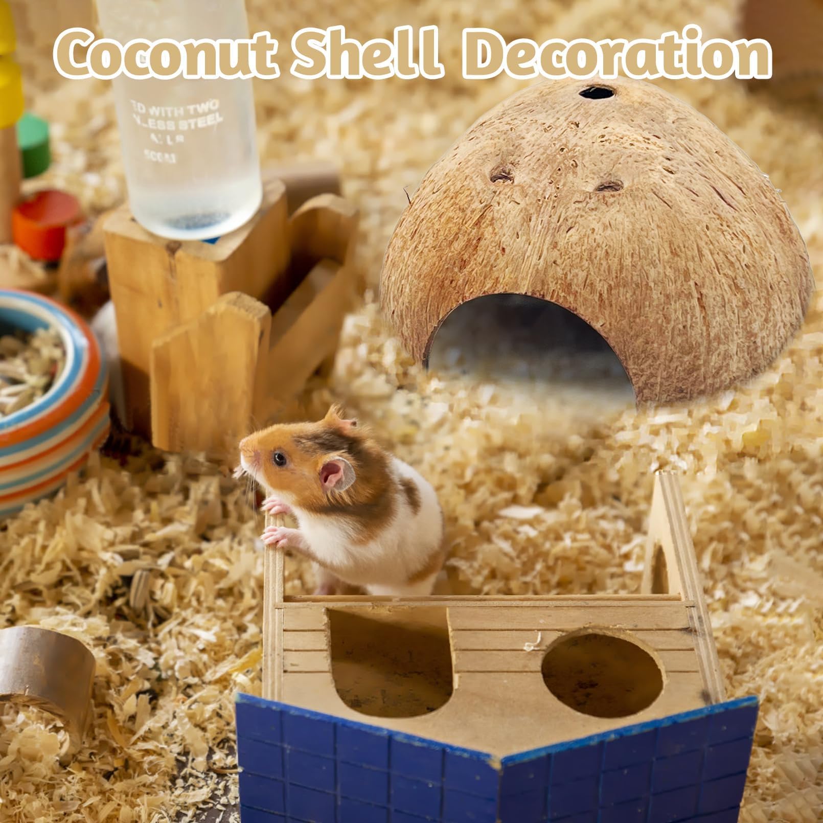 PINVNBY two-hole coconut cave supports hiding, climbing, and exploration.