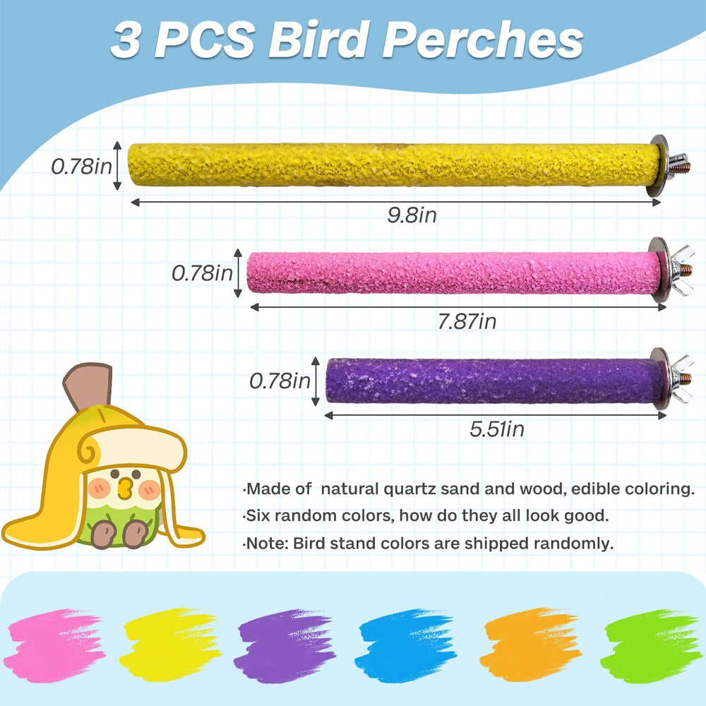 PINVNBY wood bird perch 7.87in supports mid-sized birds and balance play.