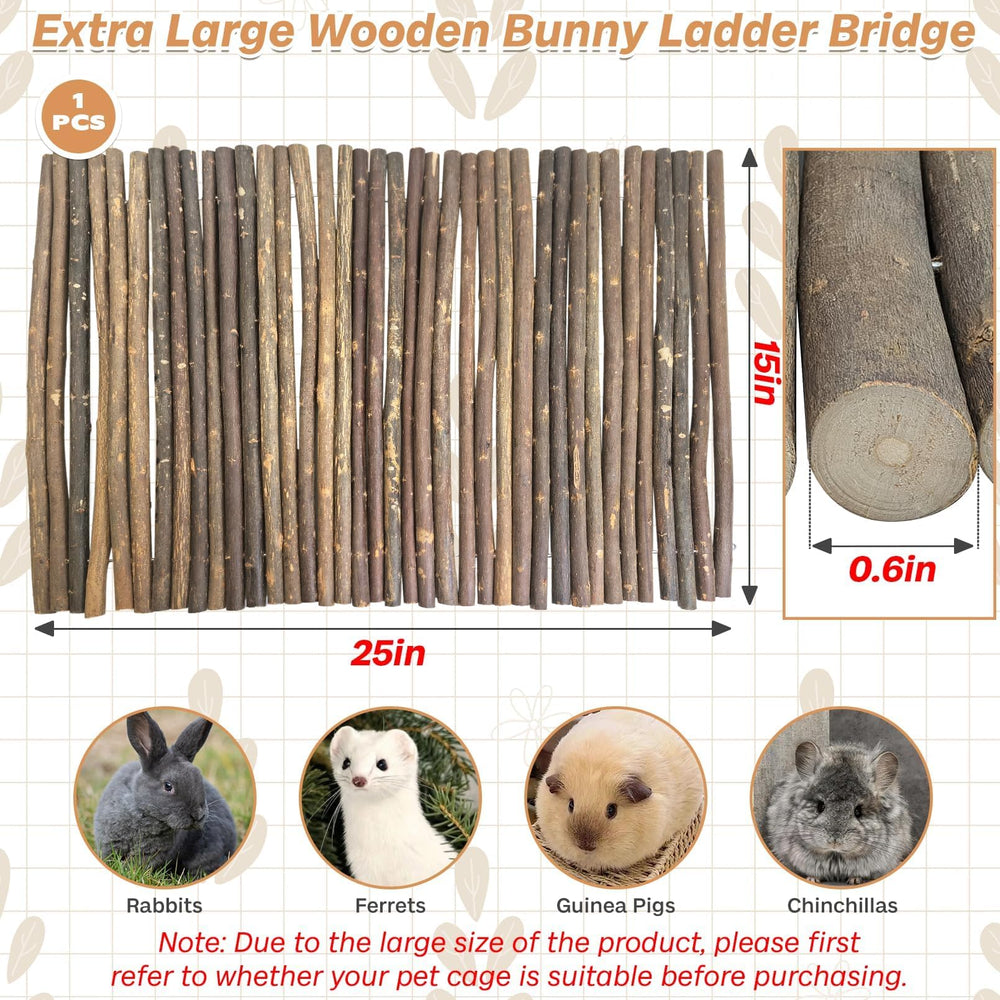 PINVNBY wooden bunny ladder bridge used as a cozy rabbit house and tunnel