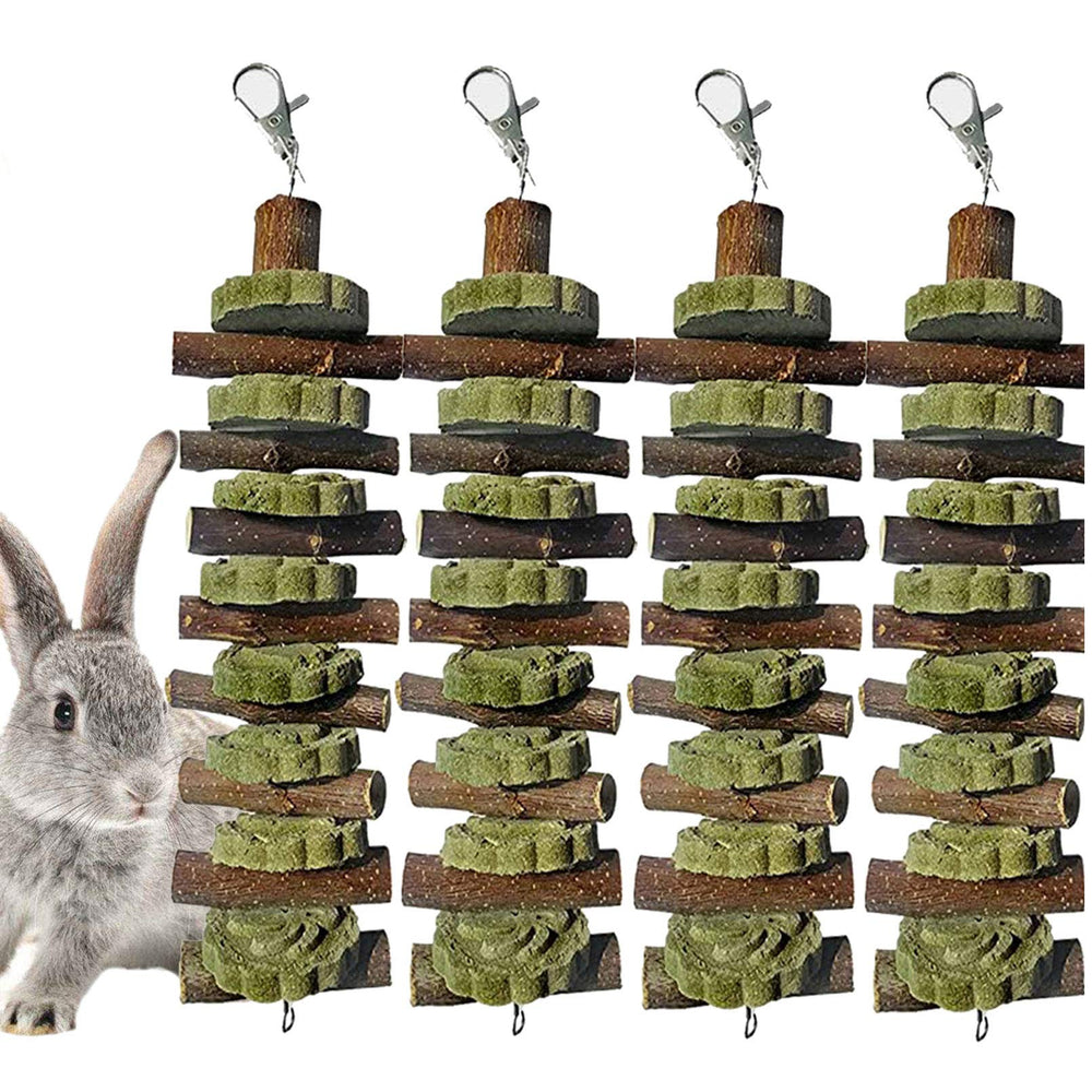 PINVNBY Bunny chew apple wood sticks promote natural dental wear and engagement.