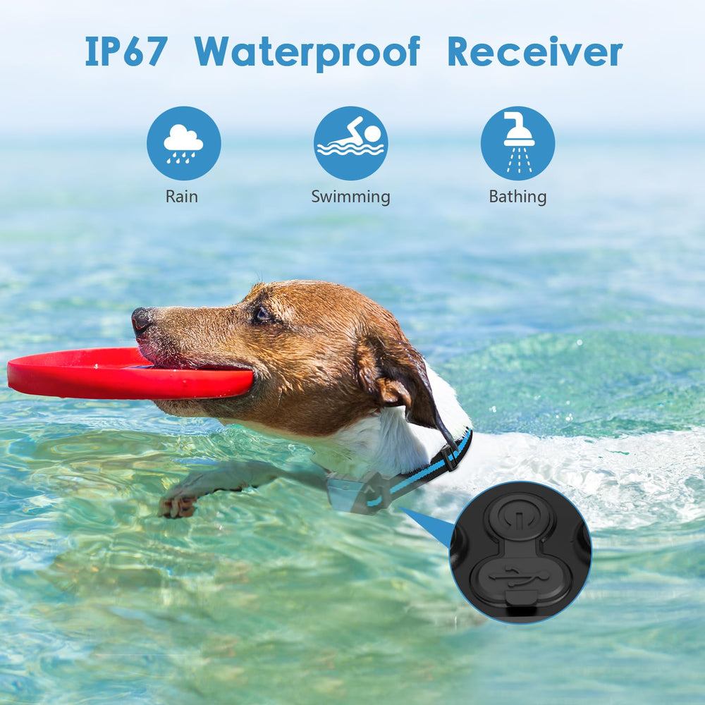 PIOUNS IP67 waterproof collar demonstrates all-weather training durability.