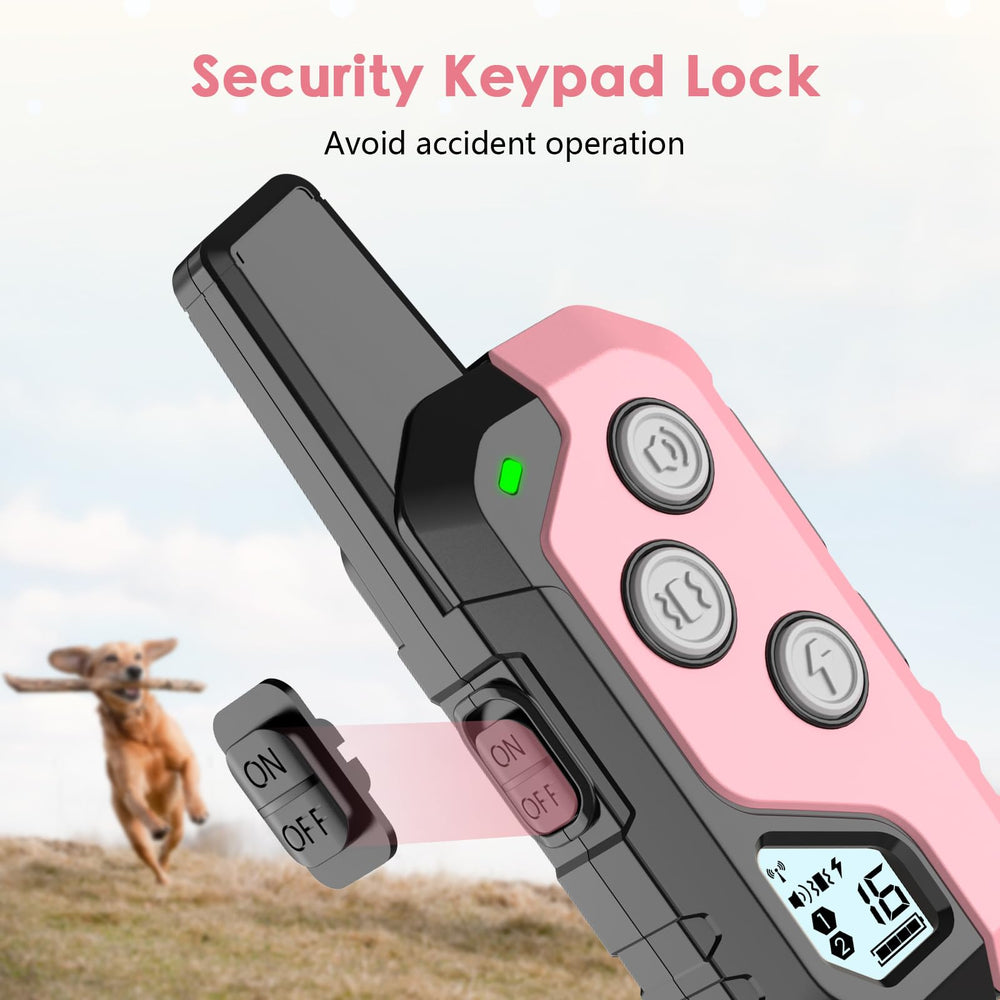 PIOUNS shock collar adjustable strap demonstrates length for different dog sizes