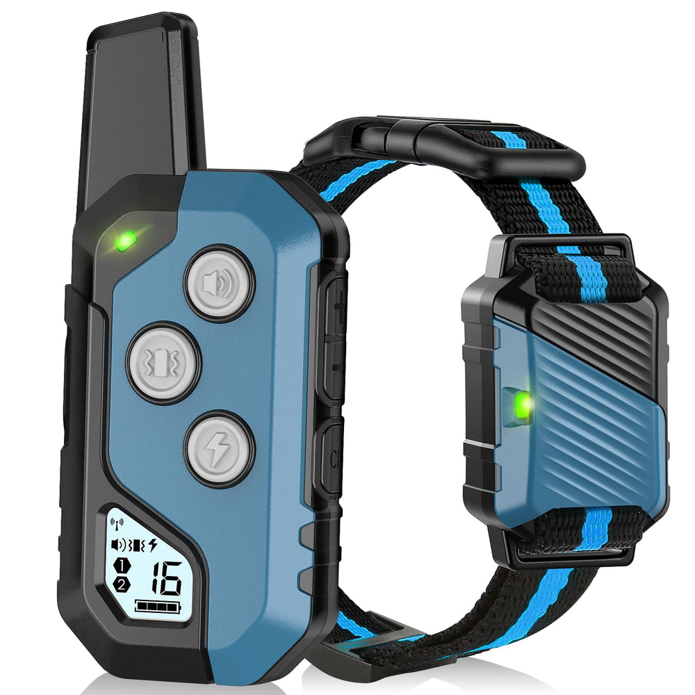 PIOUNS shock collar remote shows durable training controller for distance.