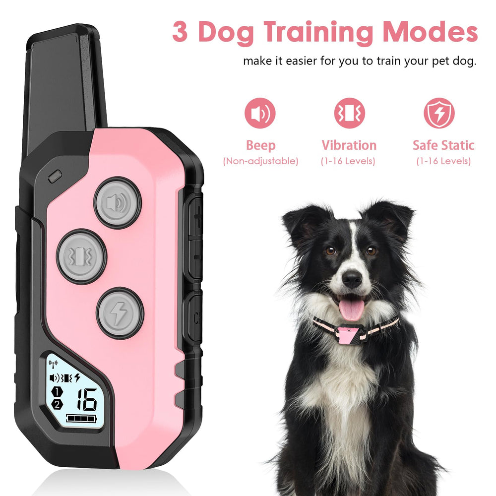 PIOUNS shock collar IP67 waterproof rating shown for all-weather training