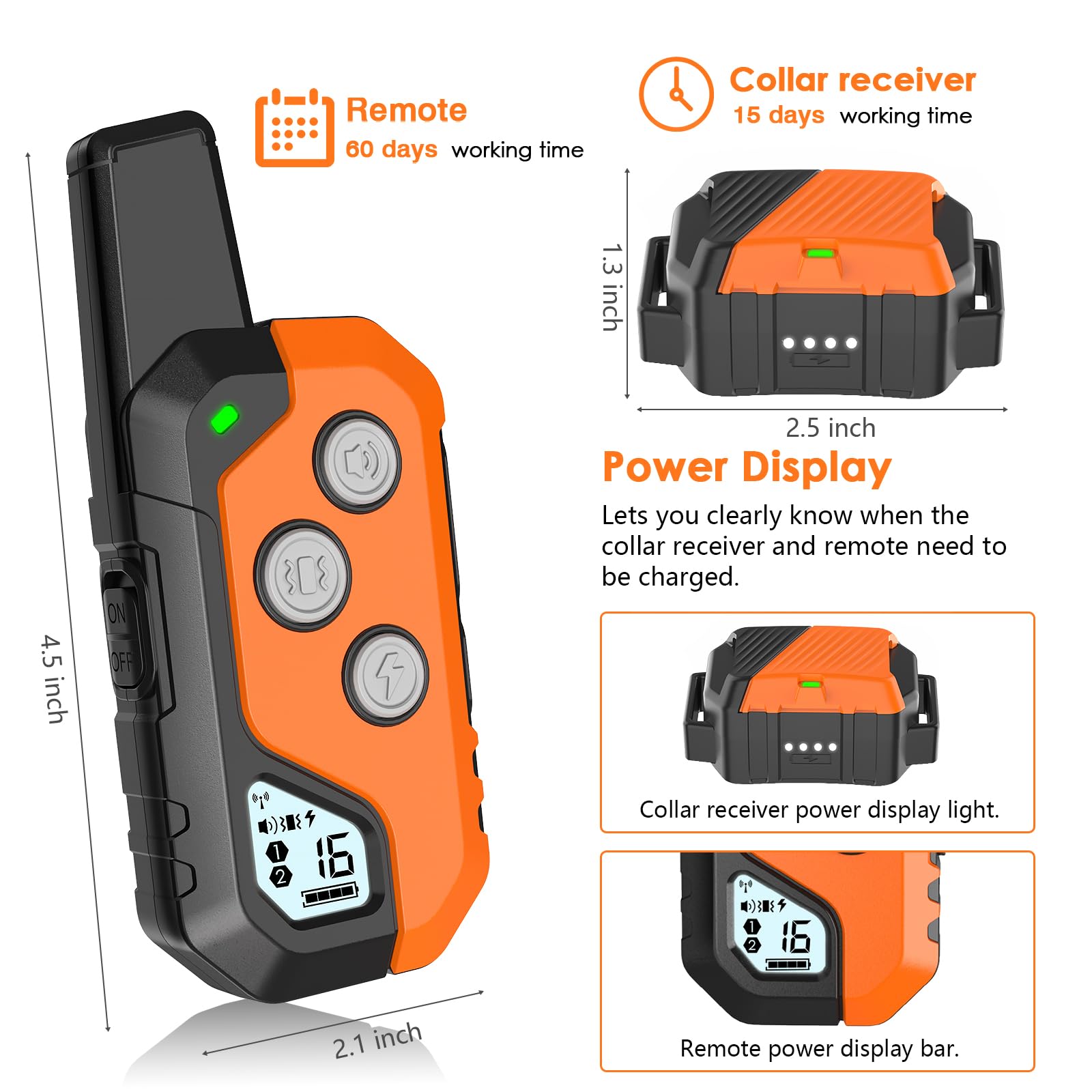 PIOUNS shock collar receiver IP67 waterproof for all-weather training