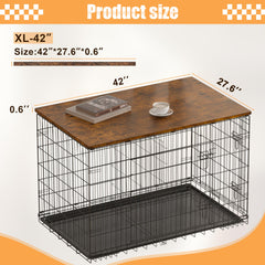 Piskyet Dog Crate Topper Rustic Brown side view showing guard protection
