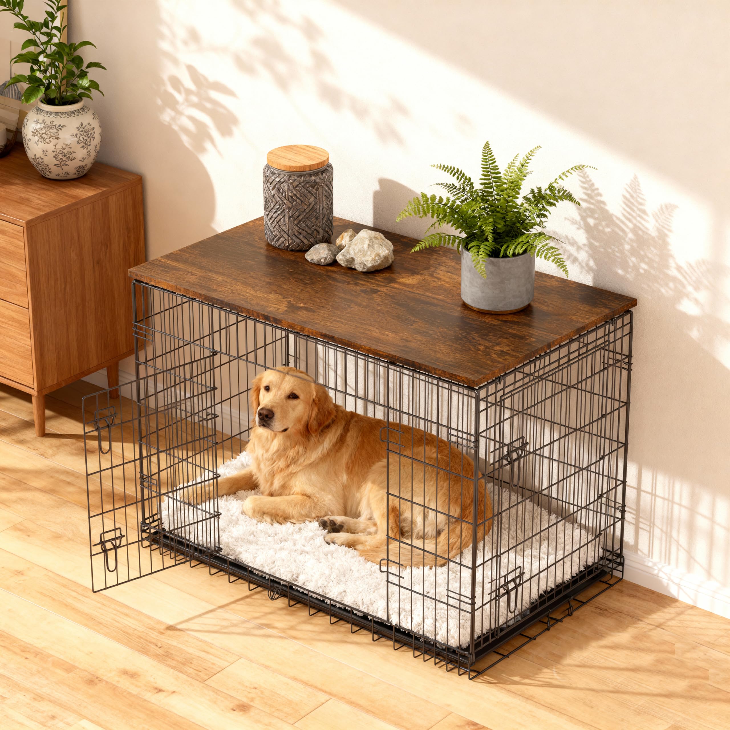 Piskyet Dog Crate Topper Wood Countertop 36 inch seamless docking